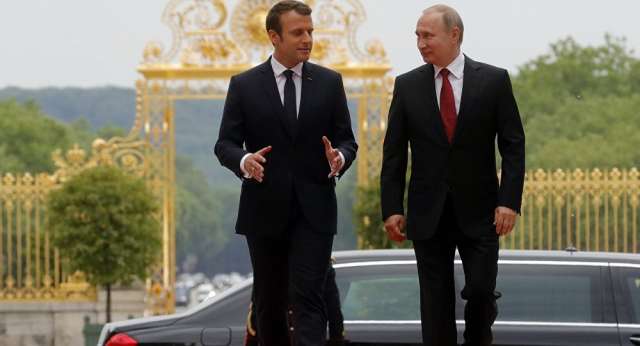 الرئيس الروسي بوتين والرئيس الفرنسي ماكرون