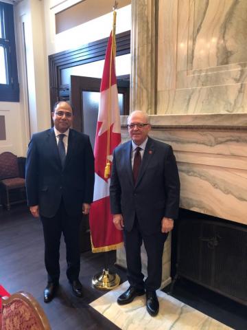 السفير أحمد أبو زيد  يلتقى برئيس مجلس الشيوخ الكندي