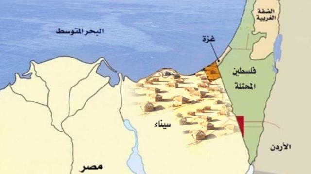 خريطة غزة وسيناء
