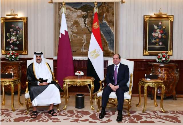 الرئيس عبدالفتاح السيسى مع أمير قطر