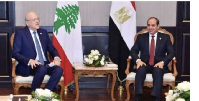 الرئيس عبد الفتاح السيسي مع نجيب ميقاتى رئيس وزراء الجمهورية اللبنانية