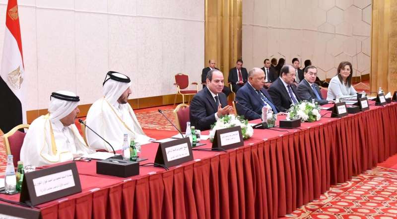 لقاء الرئيس السيسي مع ممثلي رابطة رجال الأعمال القطريين